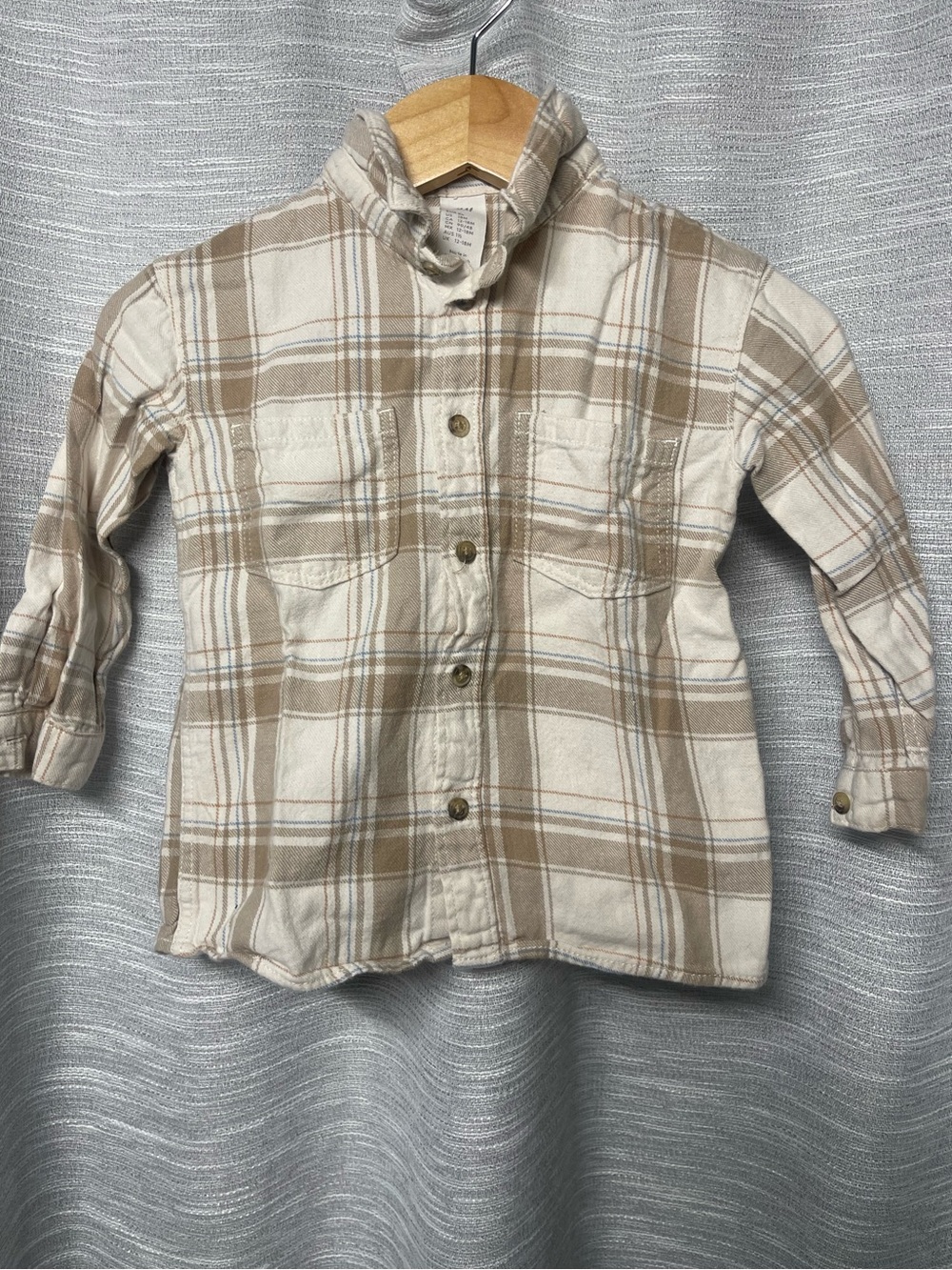 H&M Beige and White Plaid Button-Down Shirt